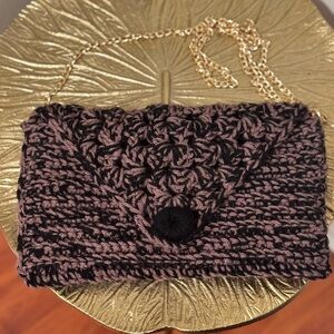 Handcrafted Black and Brown Crochet Bag